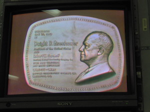 WRC-TV Dedication plaque as seen on NBC-TV network during the first color telecast of a US President